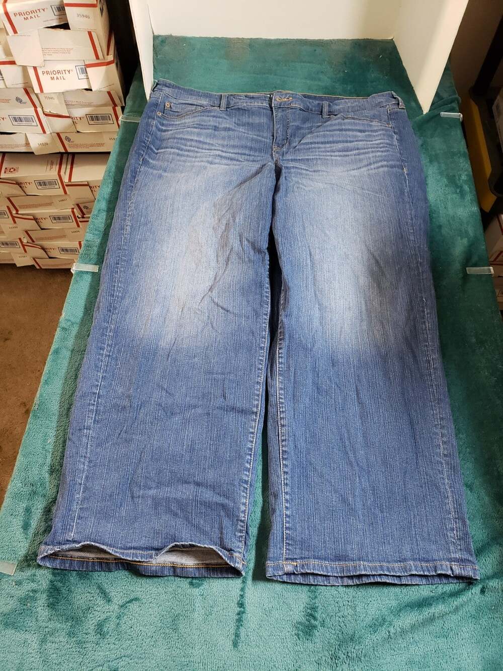 Torrid Jeans Size 20 Womens Blue Stretch Pants Ladies Mid Rise Perfect Wide Leg